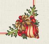 Guardanapo Estampado Bolas de Natal Bege 45cm - Ela Decora